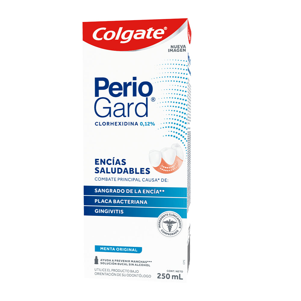 ENJUAGUE BUCAL COLGATE PERIOGARD 250ML CON CLORHEXIDINA AL 0.12%