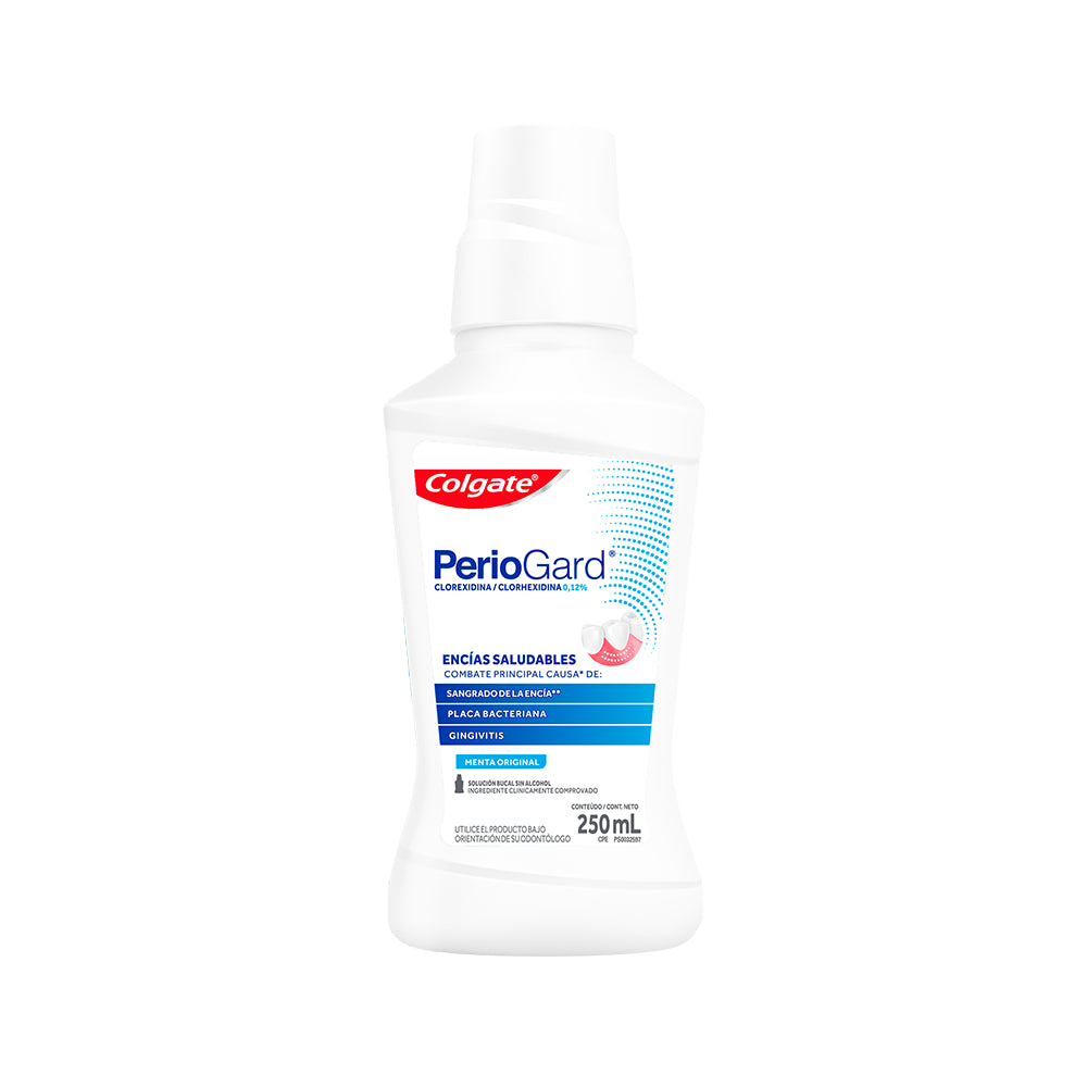 ENJUAGUE BUCAL COLGATE PERIOGARD 250ML CON CLORHEXIDINA AL 0.12%