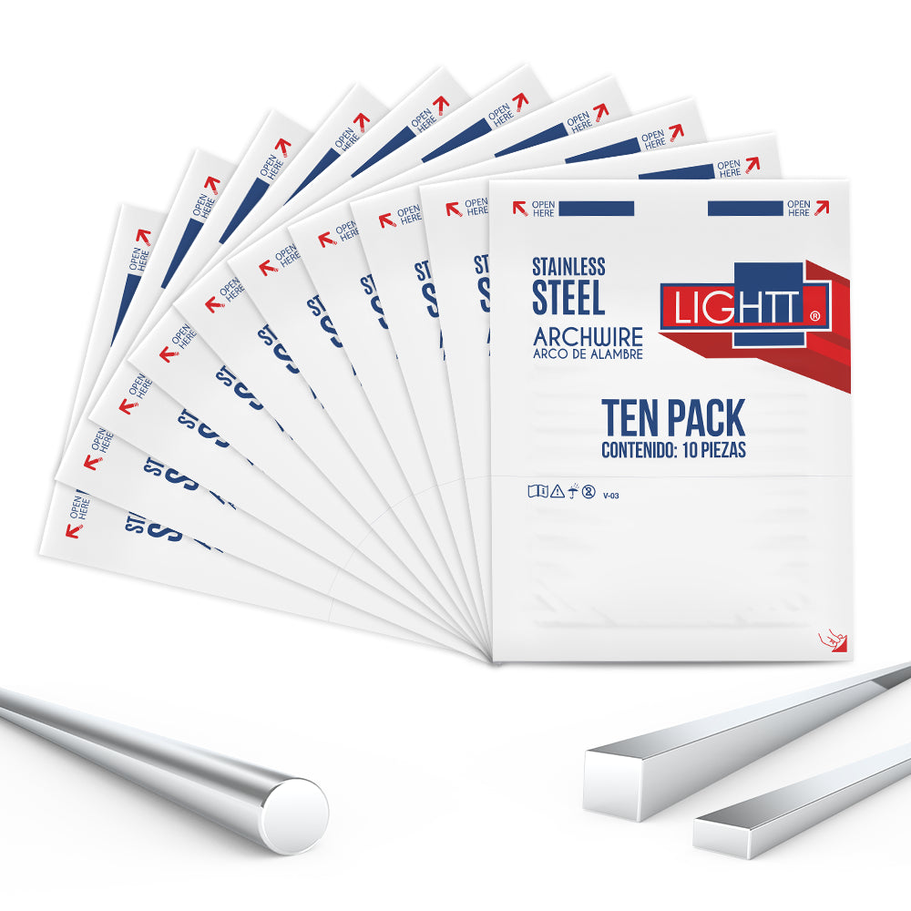 Combo de 10 paquetes (5 paquetes upper + 5 paquetes lower) Arcos de Acero Lightt  (100 pzs)