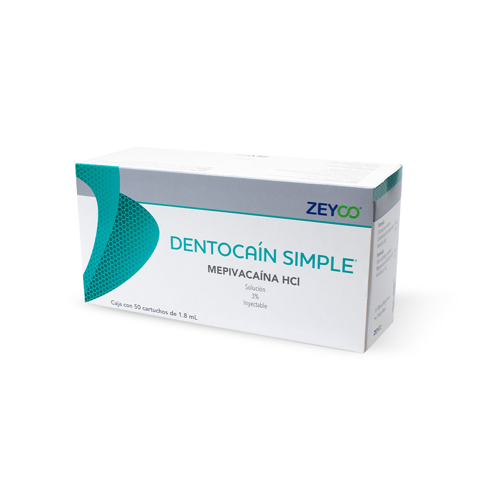 DENTOCAIN SIMPLE MEPIVACAINA 3% SIN VASO CONSTRICTOR CJ. C/50 PZAS.