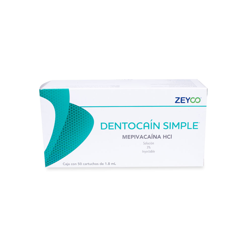 DENTOCAIN SIMPLE MEPIVACAINA 3% SIN VASO CONSTRICTOR CJ. C/50 PZAS.