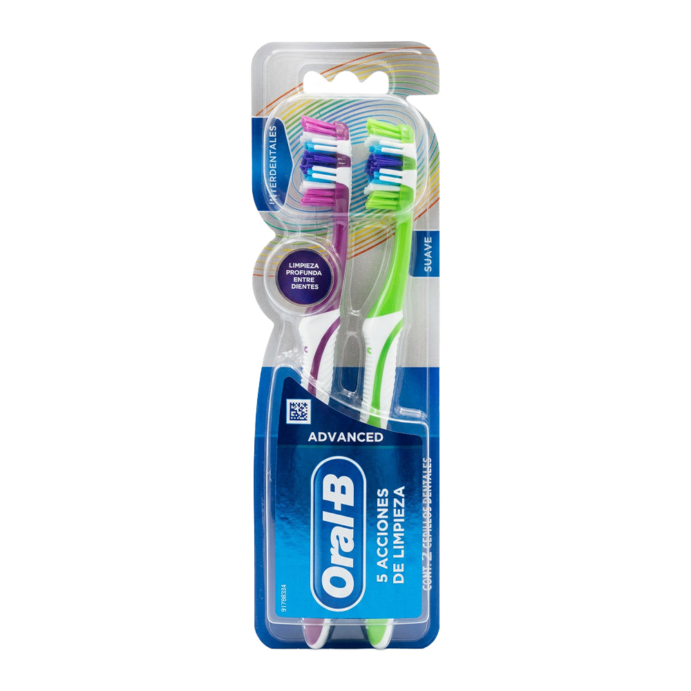 Oral-B Advanced 5 Acciones De Limpieza Cepillo Dental Suave 2 Unidades