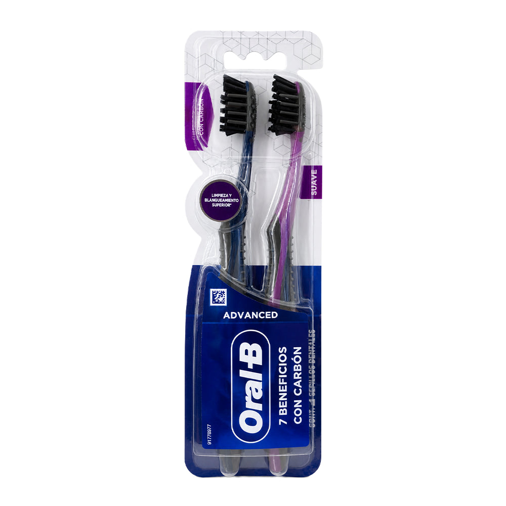 Oral-B Advanced 7 Beneficios con Carbón Cepillos Dentales 2 Unidades