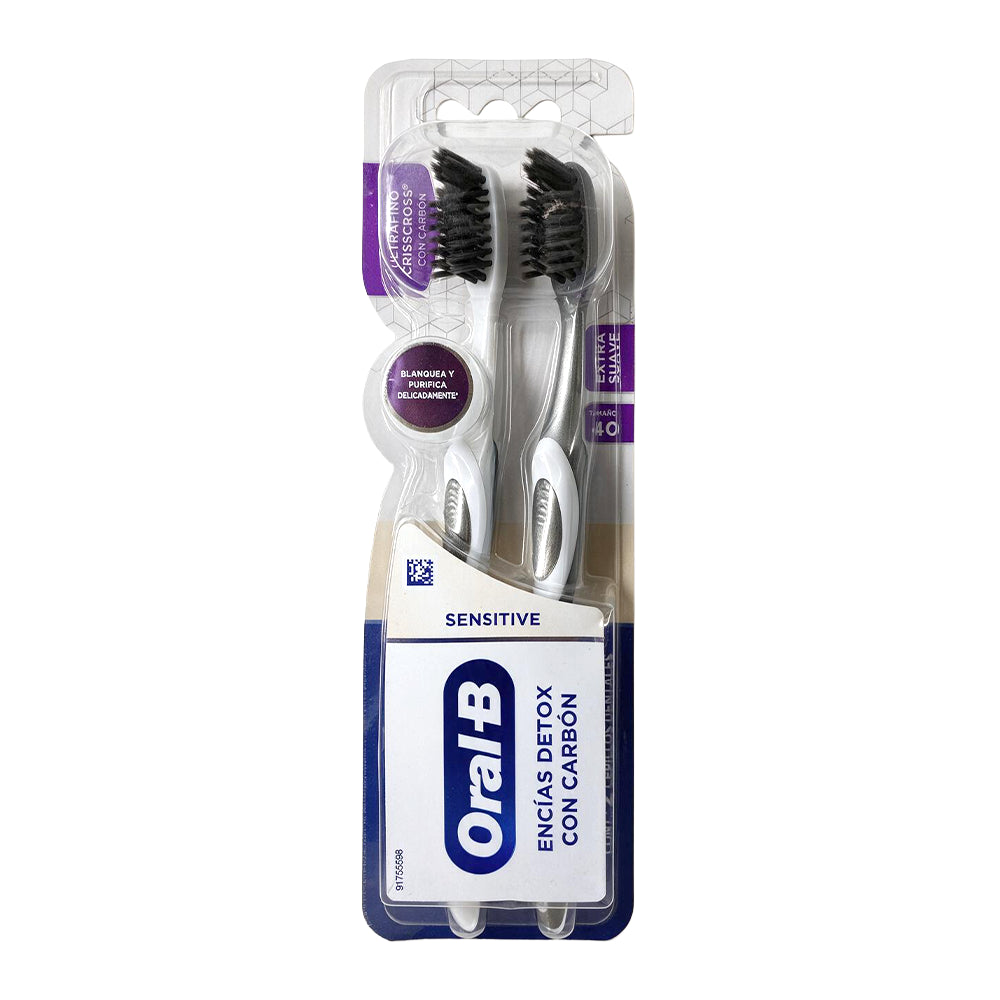 Oral-B Sensitive Encías Detox Con Carbón Cepillos De Dientes Extra Suave 2 Unidades