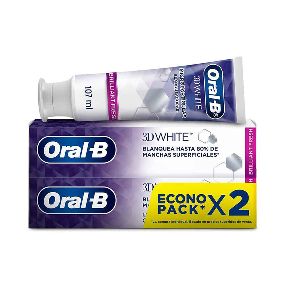 Pasta Dental Oral-B 3D White Brilliant Fresh (Micropartículas Blanqueadoras) 107 ml.