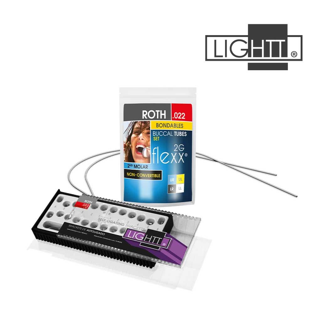 1 Set Bracket Autoligado Roth Lightt®, 8 Tubos y 10 Arcos Secuenciales