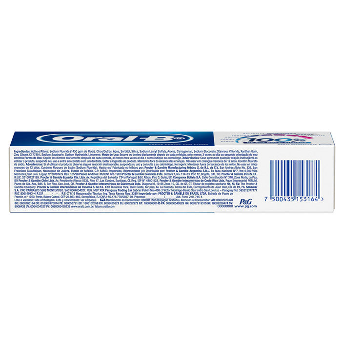 Oral-B 100% Menta Refrescante Pasta Dental Con Flúor 120 ml  1 Unidad